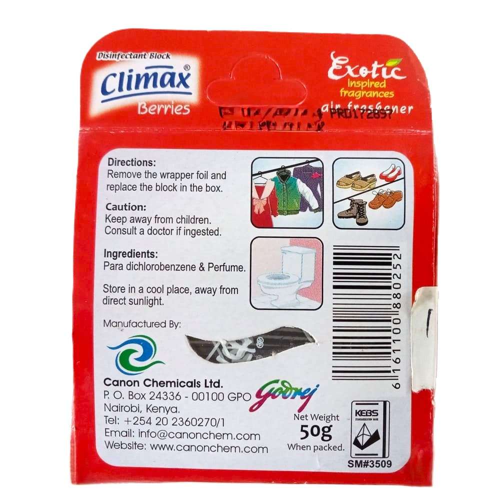Climax Berries Air Freshener Disinfectant Block 50g - Image 2