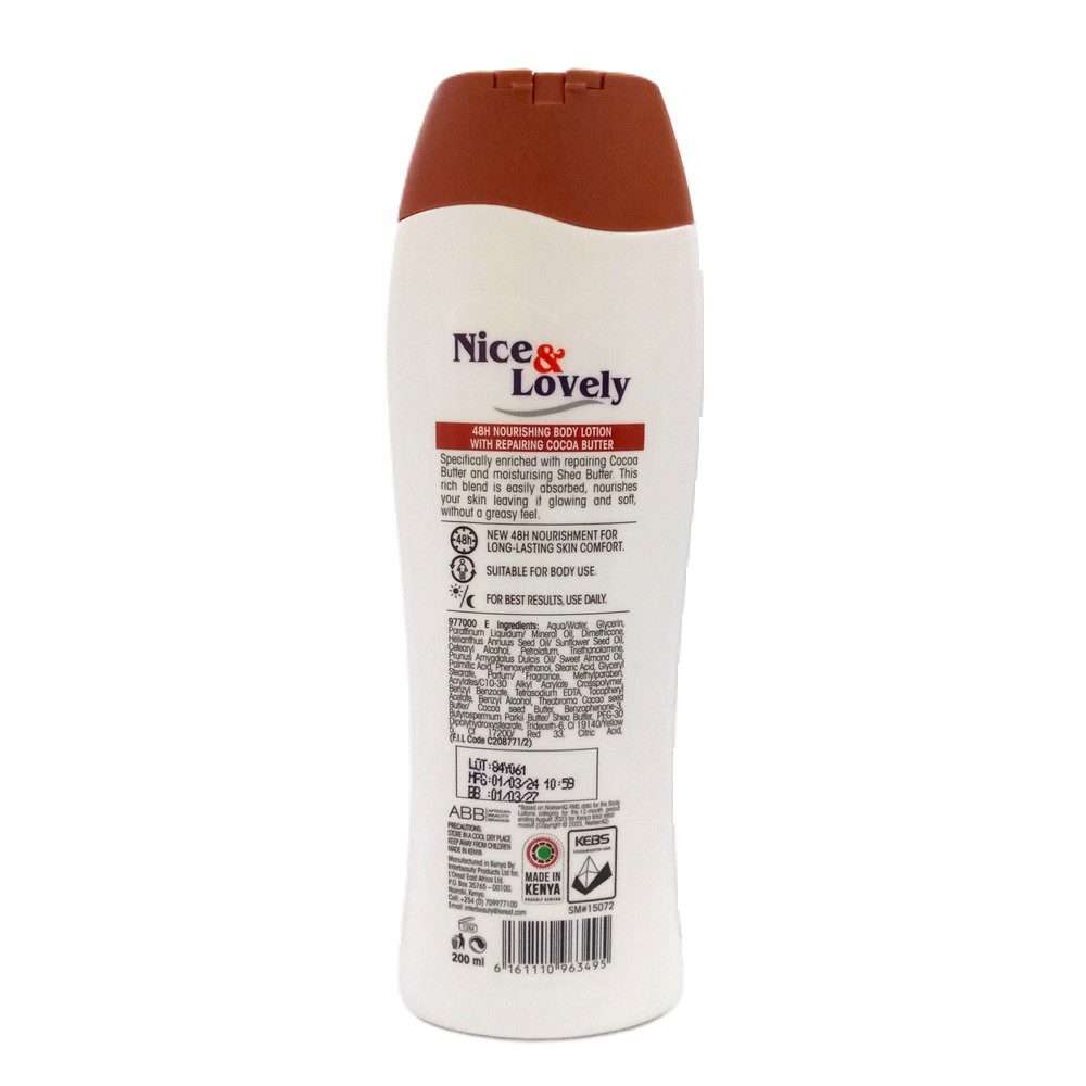 Nice and Lovely Cocoa and Shea Butter 200ml - Image 2