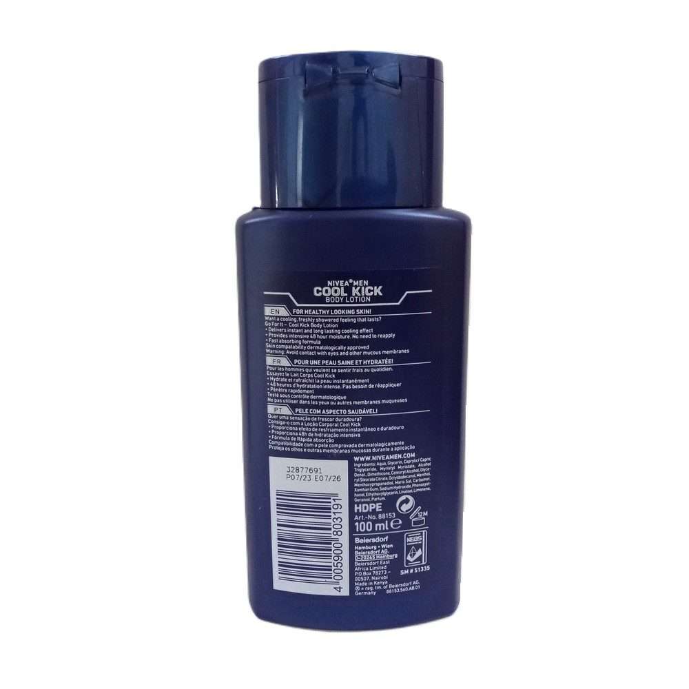 Nivea Men Cool Kick Body Lotion 100ml - Image 2