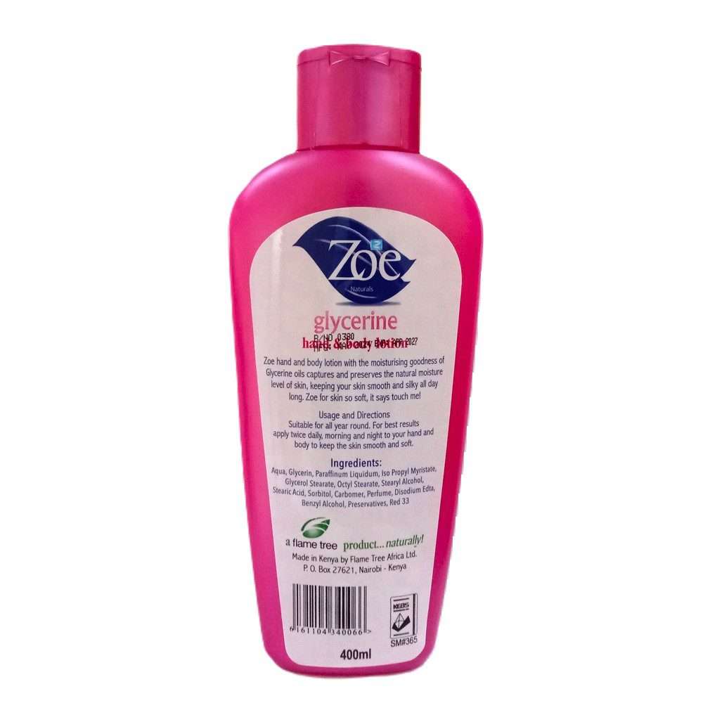 Zoe Glycerine Hand and Body Lotions 400ml - Image 2