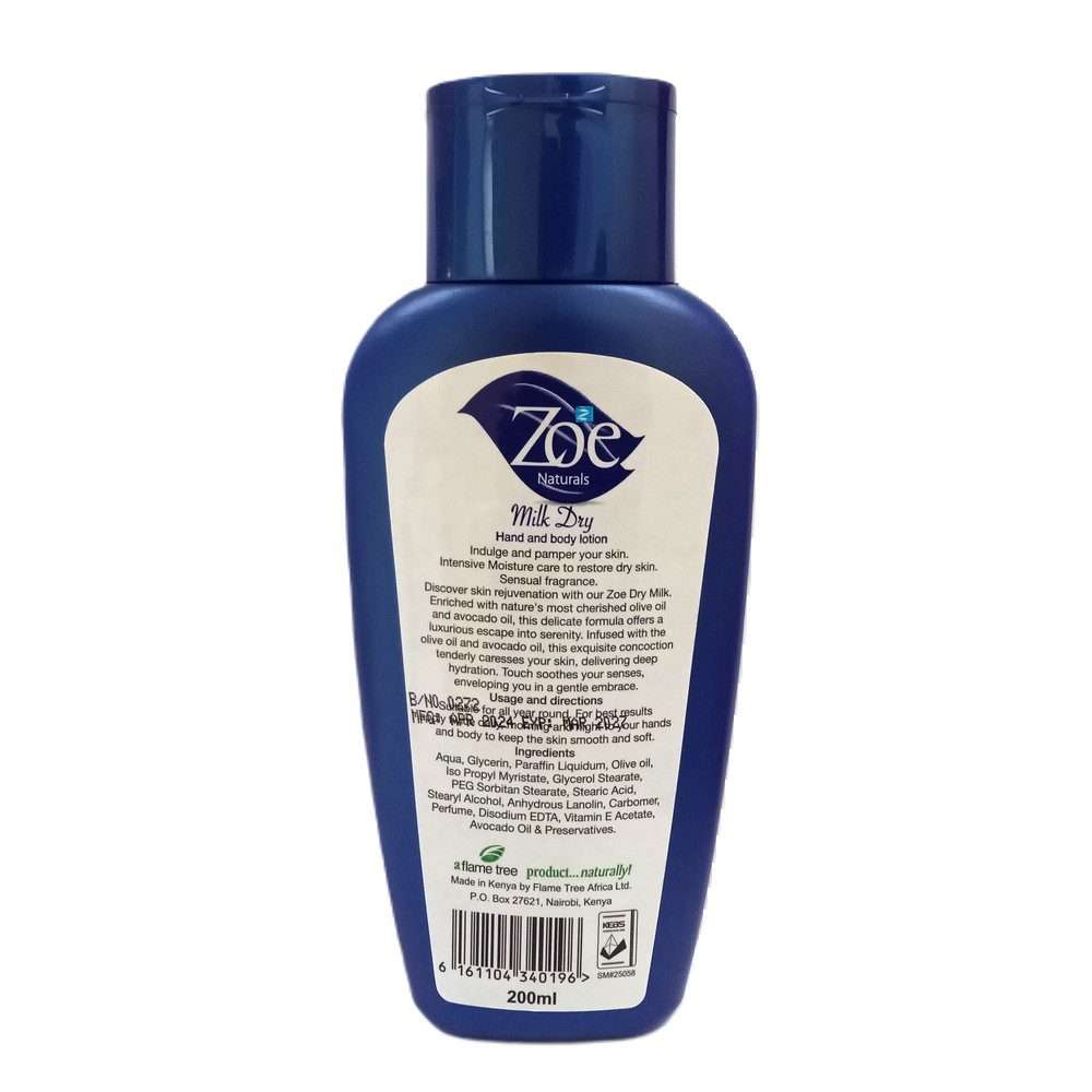 Zoe Milk Dry Hand and Body Lotion 200ml - Image 2