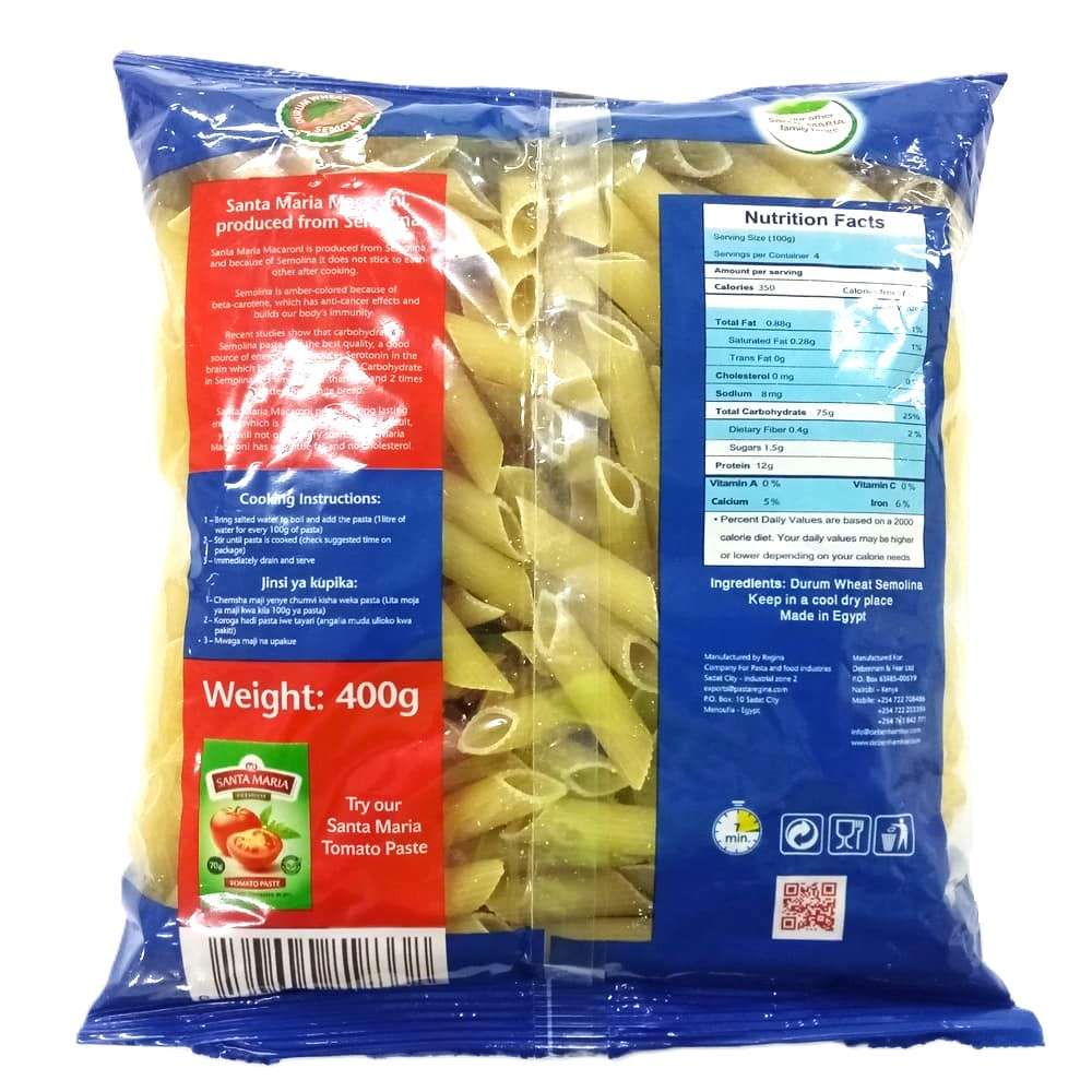 Santa Maria Penne Rigate Pasta Durum Wheat Semolina 400g - Image 2
