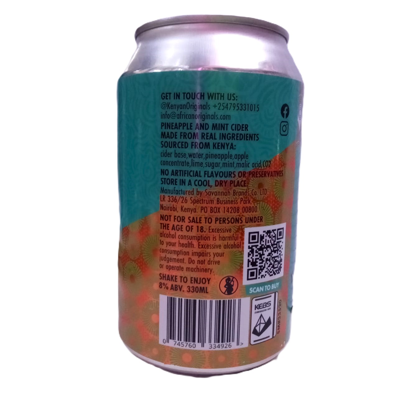 KO Pineapple & Mint Cider – 330ml (8% ABV) - Image 2