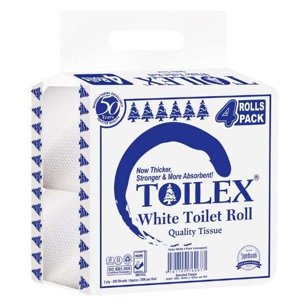 Toilex White Toilet Paper Roll - 4Pack